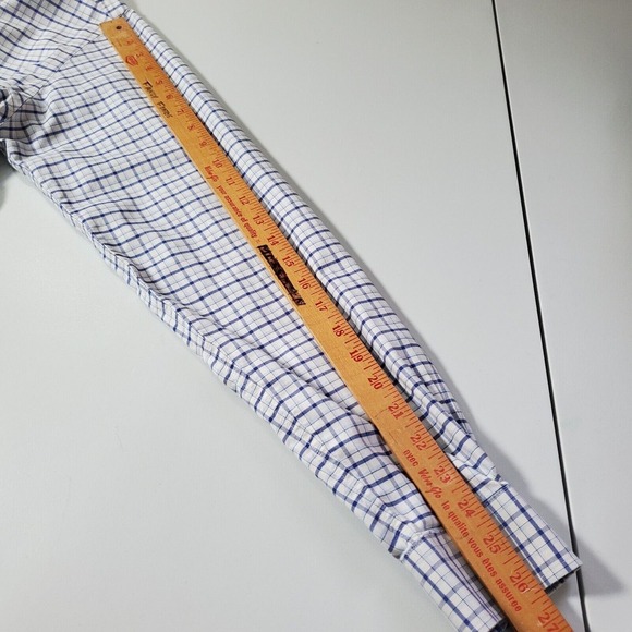 Brooks Brothers Milano Shirt Men 15.5 36 Blue Check Button Up Office Preppy - Picture 10 of 12